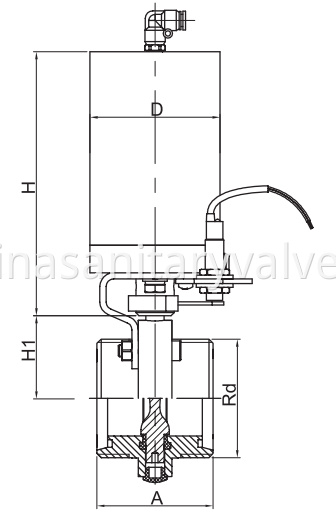 DIN Sanitary Pneumatic Butterfly Valves threaded